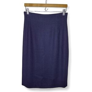 Vintage Anne Klein II 100% Wool Navy Pencil Skirt Size 10 Union Made Classic